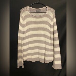 Wooden Ships Gray and Cream Striped Sweater size S/M